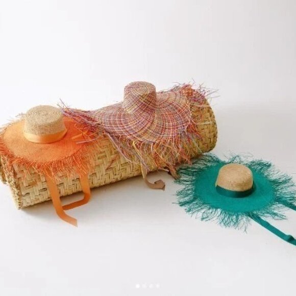 NWT Sensi Studio Women's Pink Fiesta Frayed Large-Brim Hat sz M $24 - Picture 2 of 5